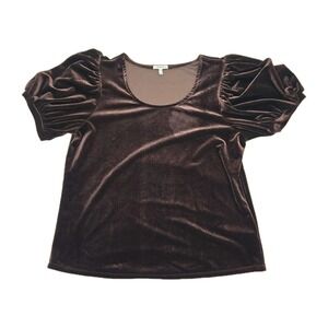 Maurices Brown Velvet Top Dark Fairy Whimsigoth Puff Sleeve Peasant Blouse Small
